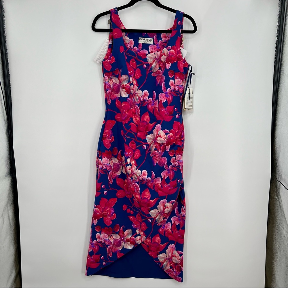NWT Chiara Boni Sleeveless Bodycon Knee Wedding Mini Dress Cocktail Floral 48 12 - Picture 3 of 10